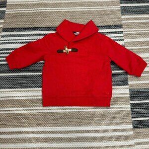 Janie And Jack Boys Sweatshirt Cozy Shawl Collar Pullover Holiday Red 3-6 Months